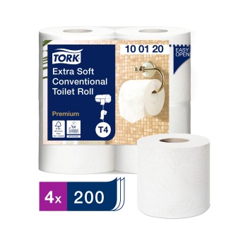 Tork Conventional Toilet Paper Roll White T4, Premium, 2-ply, 