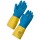 Bi-Colour Latex Blue/Yellow Gloves Small