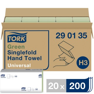 TORK Single Fold Hand Towel 1ply Green (20x200)