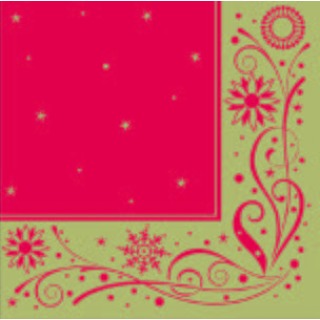 Red and Gold Snowflake Swirl Napkin 40x40cm