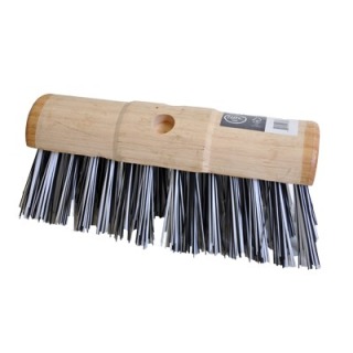 330mm Round Backed Yard Broom Black & white STIFF