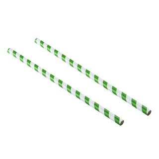 8 Inch Dark Green and White Paper Straws 